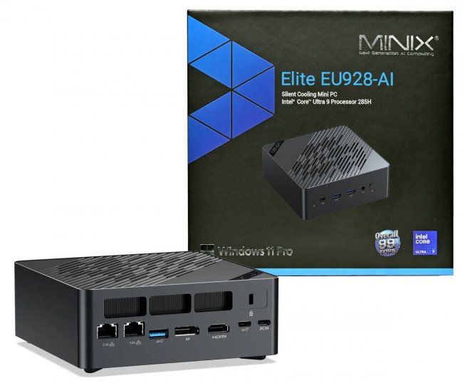 MiniX Elite EU928-AI Mini PC, 1TB SSD, 32GB DDR5 RAM, Intel Core Ultra 9 285H CPU, Intel Arc 140T, Win 11 Pro